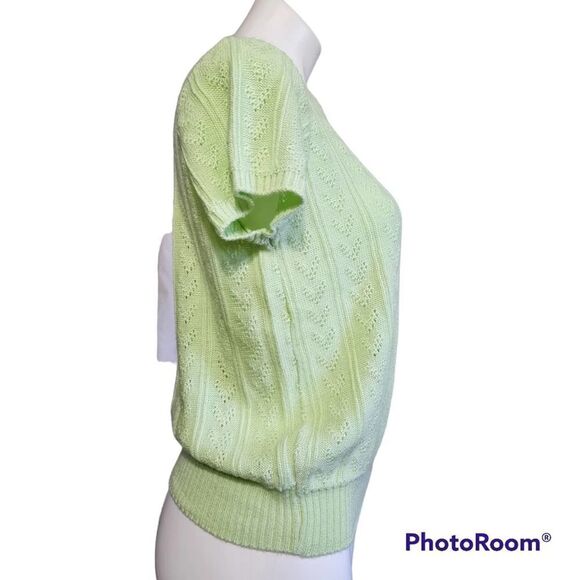 Vintage green lightweight knit short sleeve sweater - Picture 3 of 3